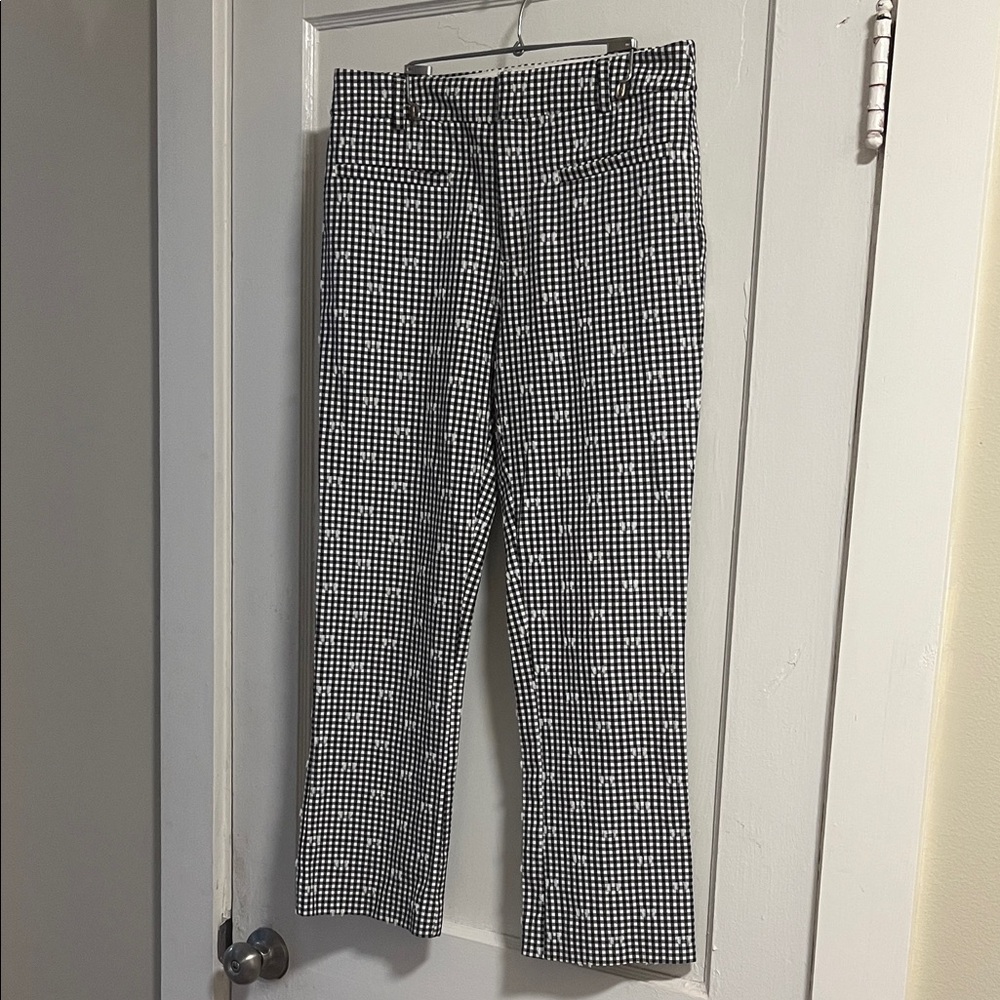Maeve Black and White Gingham Pants 6
